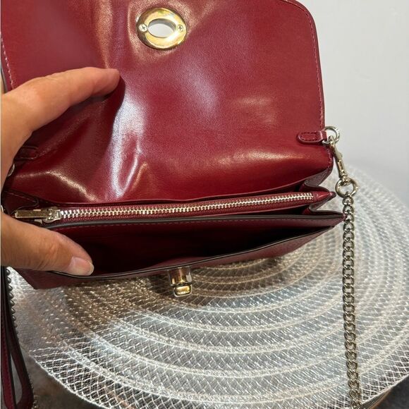 Coach Leather Chain Crossbody in Cherry Red/Silver NWT - Picture 12 of 16